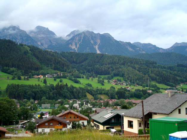 Обои картинки фото austria, города, пейзажи, горы, дома
