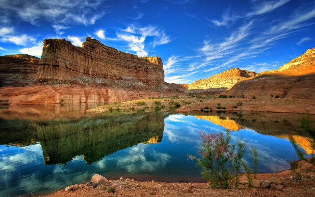 Обои картинки фото природа, реки, озера, скалы, каньон, озеро, отражение