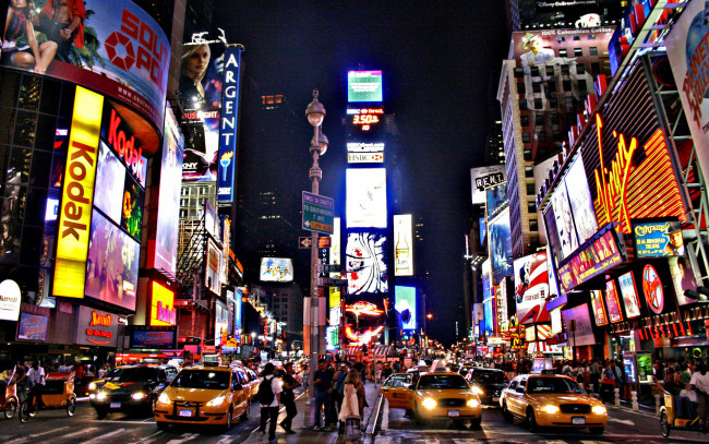 Обои картинки фото times, square, города, нью, йорк, сша, улица, здания, машины, пешеходы