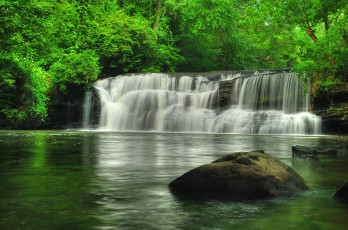 обоя природа, водопады, вода, поток, зелень