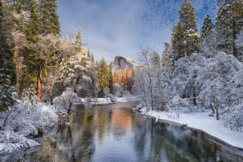 Картинка природа реки озера лес зима река мерсед йосемитский национальный парк