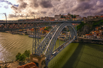 Картинка ponte+don+luis города порту+ португалия мост река