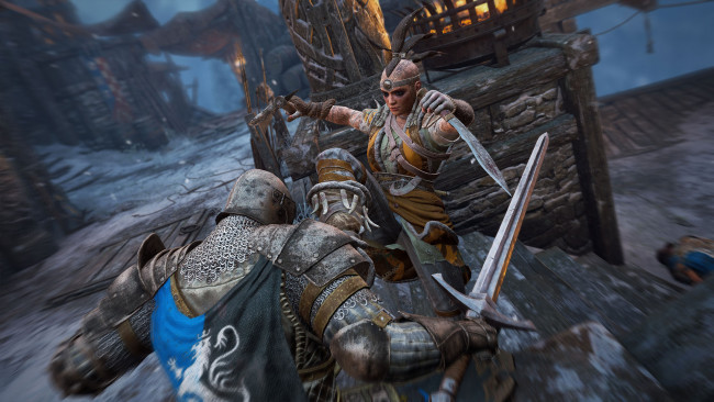 Обои картинки фото видео игры, for honor, бой, крепость, рыцарь, оружие, валькирия