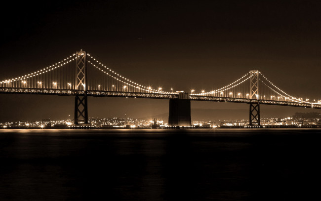 Обои картинки фото города, мосты, ночь, мост