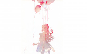 Картинка аниме vocaloid megurine luka девушка платье шарики нить бант слезы цветы венок