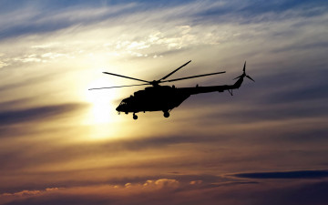 Картинка авиация вертолёты закат