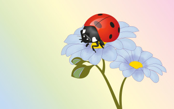 Картинка векторная+графика животные+ animals цветы божья коровка насекомое лето
