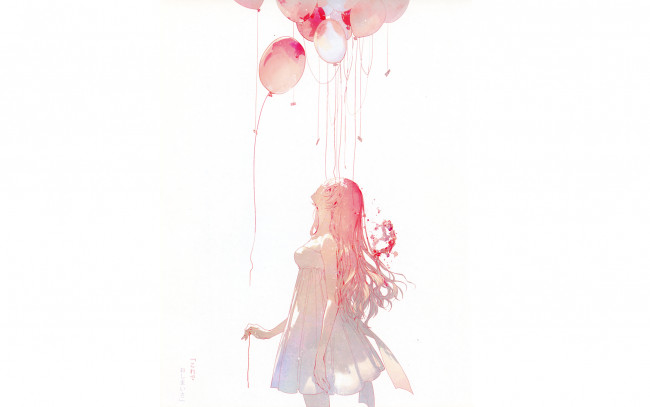 Обои картинки фото аниме, vocaloid, megurine, luka, девушка, платье, шарики, нить, бант, слезы, цветы, венок