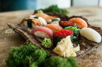 Картинка еда рыба +морепродукты +суши +роллы лосось роллы вкусно палочки рис
