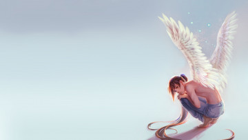 Картинка аниме ангелы +демоны настроение башня бога tower of god ангел парень арт крылья минимализм