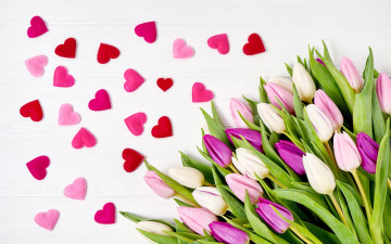 Картинка праздничные день+святого+валентина +сердечки +любовь сердечки цветы
