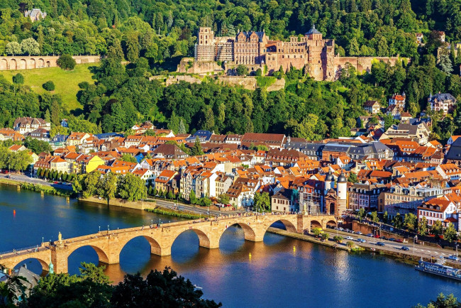 Обои картинки фото города, гейдельберг , германия, река, мост, замок