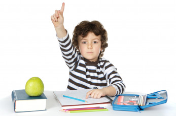 Картинка разное дети мальчик жест книга яблоко пенал тетради