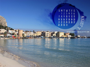 Картинка календари города дома море август причал