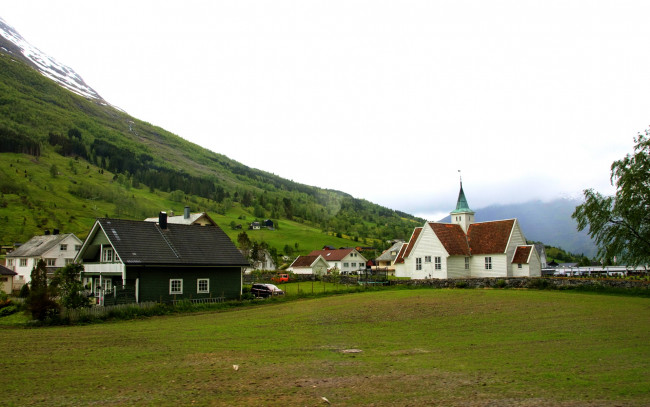 Обои картинки фото норвегия, согн, ог, фьюране, города, здания, дома, горы
