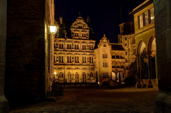 обоя heidelberg, castle, германия, города, гейдельберг, ночь, огни, замок