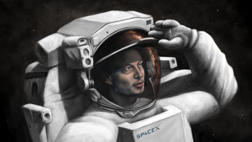 Картинка рисованное люди космонавт