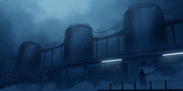 Картинка аниме город +улицы +здания фентези