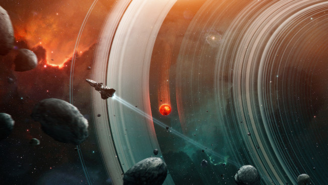Обои картинки фото космос, арт, rings, of, arodu, tobiasroetsch