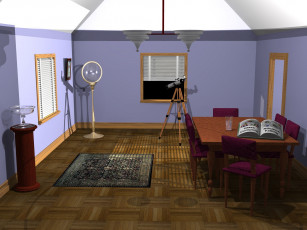 Картинка 3д графика realism реализм комната стол стул коврик