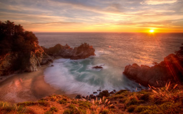 Картинка природа восходы закаты море закат побережье водопад скалы