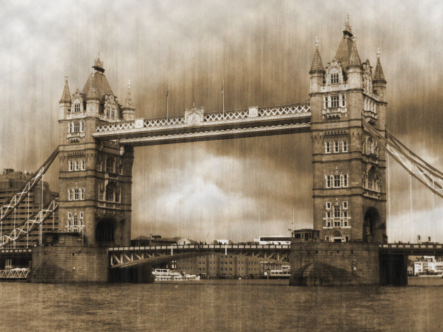 Обои картинки фото города, лондон, великобритания, река, переход