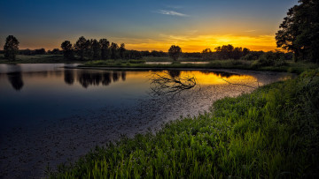 Картинка природа восходы закаты закат река