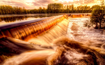 Картинка golden river falls природа водопады красота водопад река осень