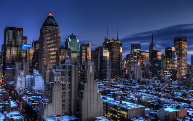 Обои картинки фото манхеттен, города, нью, йорк, сша, нью-йорк, вечерний