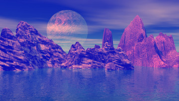 Картинка 3д графика atmosphere mood атмосфера настроения море планета камни