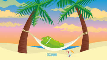 Картинка компьютеры android гамак фон пальмы логотип