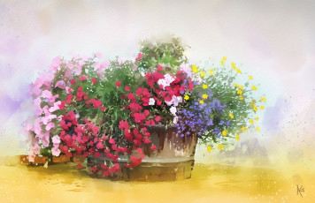 Картинка рисованное цветы фон