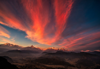 Картинка природа восходы закаты тибет горы закат