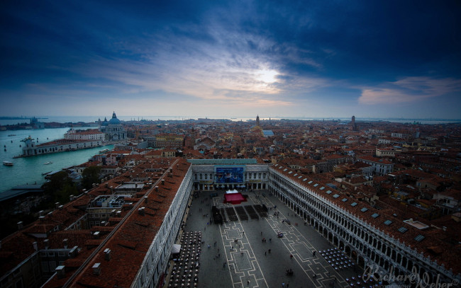 Обои картинки фото piazza, san, marco, города, венеция, италия, панорама, площадь, город