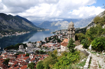 обоя котор, Черногория, города, панорамы, горы, крыши