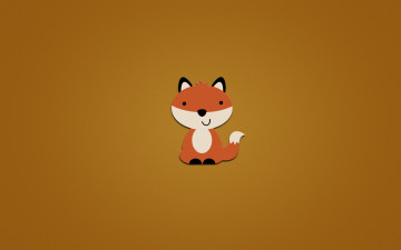обоя рисованные, минимализм, лиса, fox, оранжевый, фон, хвост, улыбка, животное, сидит, лисица