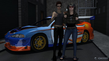 Картинка автомобили 3d+car&girl автомобиль фон взгляд девушки
