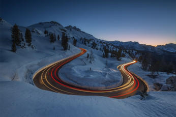 Картинка природа дороги горы снег