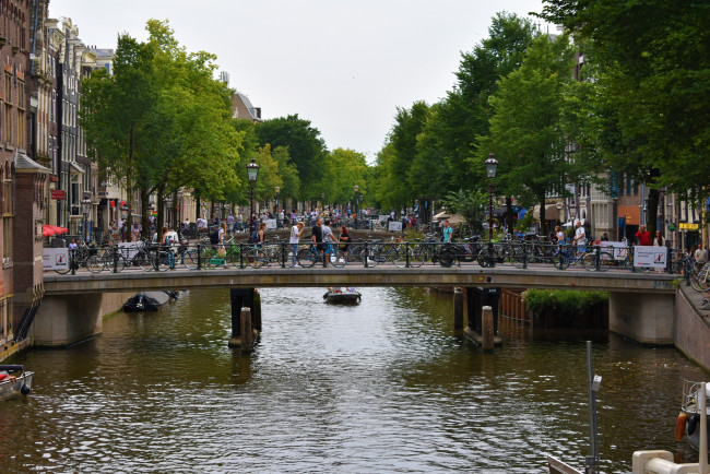 Обои картинки фото города, амстердам , нидерланды, канал, набережная, здания