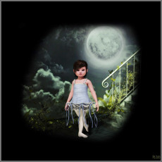 Картинка 3д графика horror ужас девушка луна