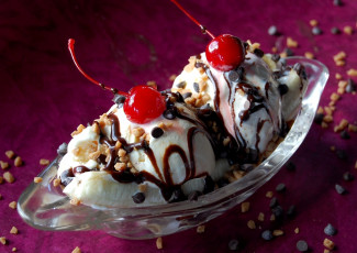 Картинка еда мороженое десерты шоколад вишенки