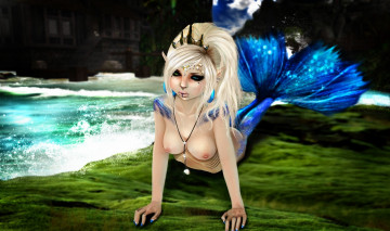 Картинка 3д графика fantasy фантазия русалка хвост жабры