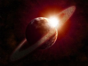 Картинка сатурн космос звезды солнце кольца вселенная