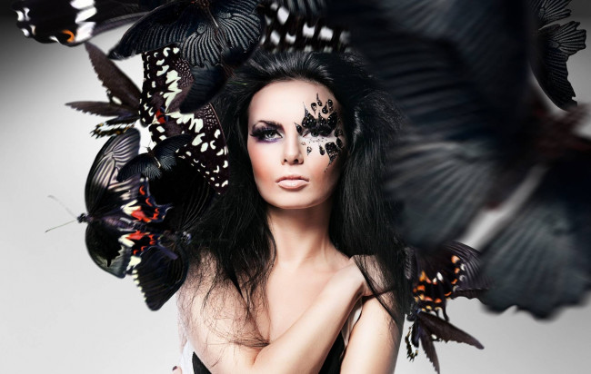 Обои картинки фото -Unsort Креатив, девушки, unsort, креатив, макияж, бабочки