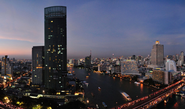 Обои картинки фото таиланд, бангкок, города, ночь, огни, панорама