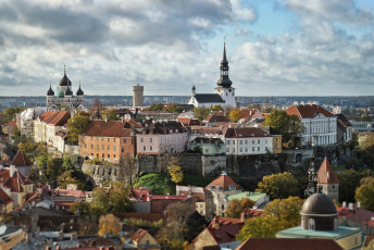 обоя old town - tallinn, города, таллин , эстония, шпили, крыши