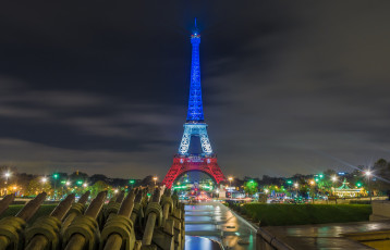 Картинка города париж+ франция огни башня ночь