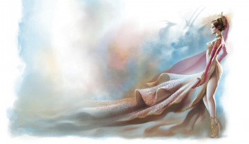 Картинка фэнтези девушки ветер wind газель by mahmood al khaja девушка платье girl graceful gazelle dress
