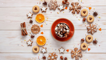 Картинка праздничные угощения пряники печенье орехи