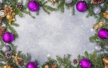 Картинка праздничные шары снег шишки шарики